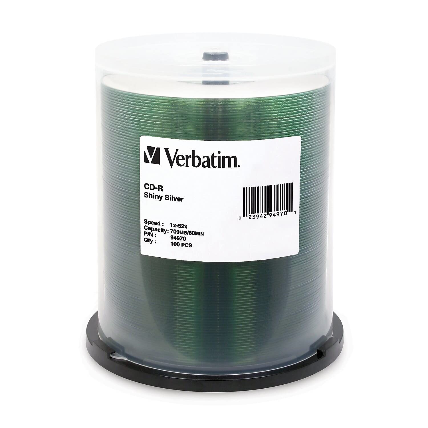 Verbatim 700MB 80MIN 52X Shiny Silver CD-R,100-Disc Spindle 94970-picture-24