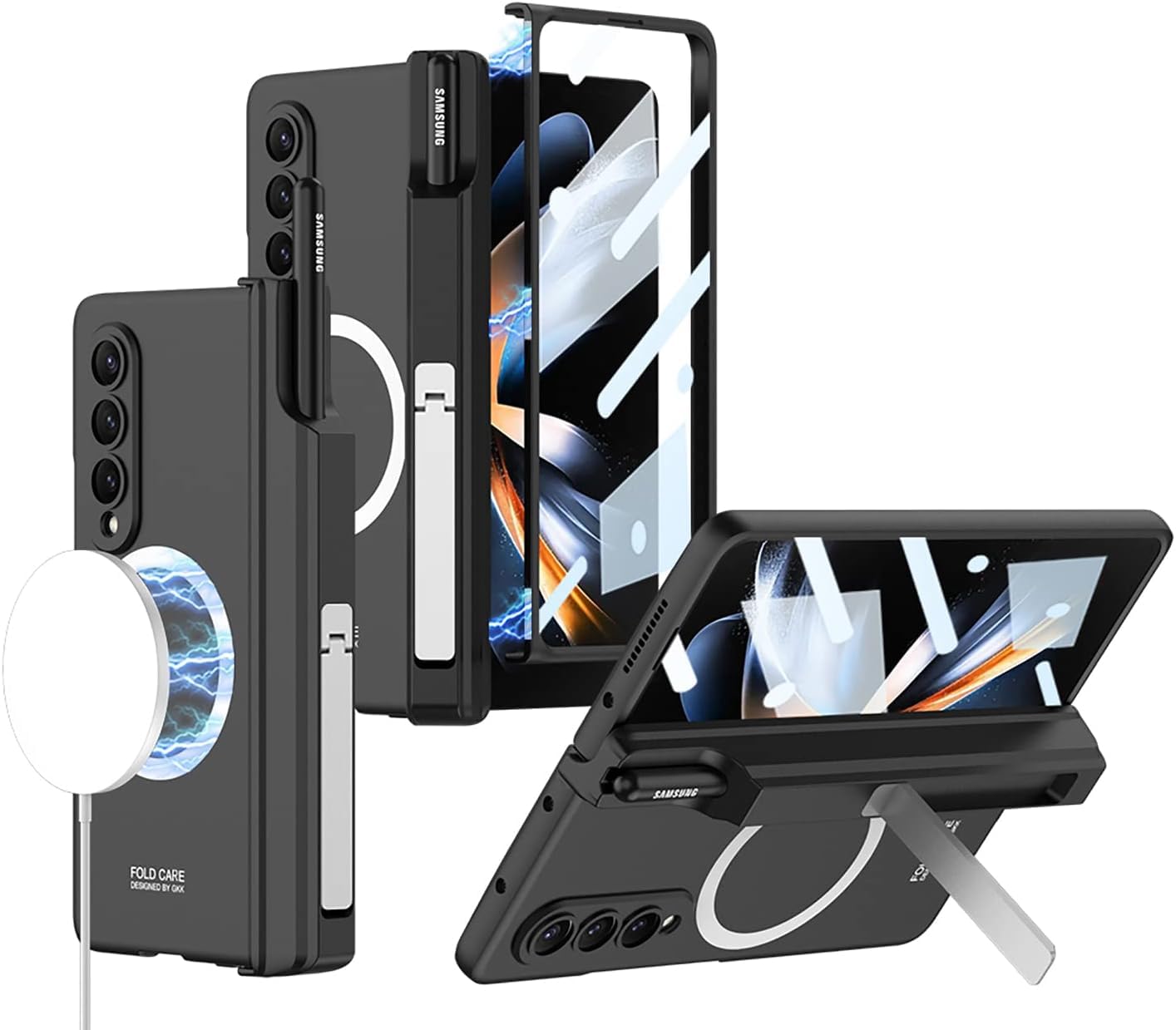 Case for Samsung Galaxy Z Fold 4 with Magnetic Hinge Protective & S Pen Holder, Built-in…