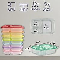 Vista 2 de WEEK NINE Bento - Loncheras reutilizables con 3 compartimentos para la escuela, el trabajo y los viajes, juego de 7