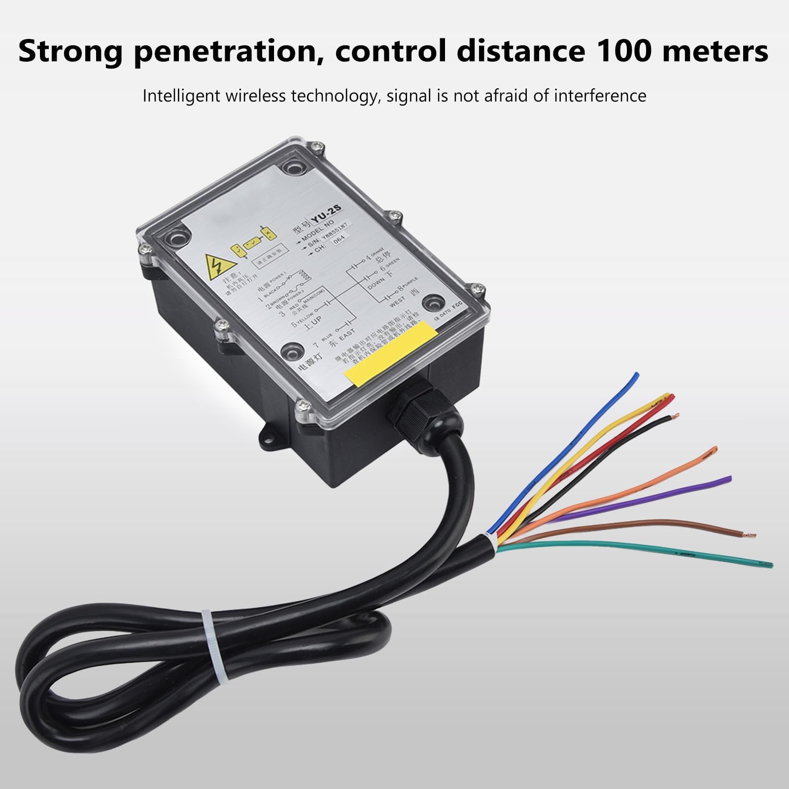 Telecomando Industriale Radio AC 220V Pulsante di Arresto di Avvio 2 Chiave di Sollevamento Wireless Guscio 800MHz IP68 Telecomando Industriale Distanza di Controllo 100 Metri