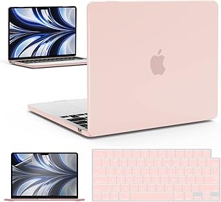 IBENZER Compatible with M2 2023 2022 MacBook Air 13 inch case, Model A2681, Hard Shell Case&Keyboard Cover&Screen Film for New M2 Mac Air 13.6 in with Touch ID, Sakura Pink, CA-AT13-KK-SKPK+2