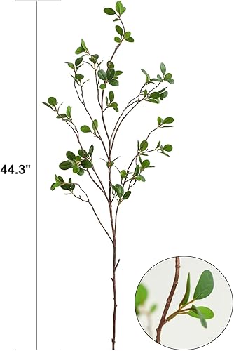 Miniatura 2 de Floroom 4 ramas artificiales de eucalipto verde de 44.3 pulgadas, tallos de plantas de vegetación sintética, ramas de árbol falsas para decoración