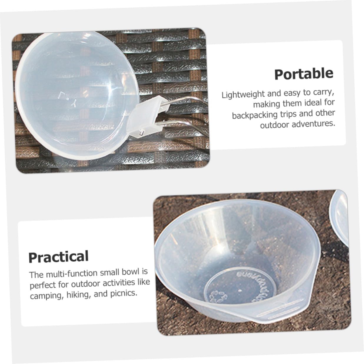 SOLUSTRE Portable Plastic Camping Bowls and Soup Spoon Set, Pp Small Outdoor Reusable Bowls with Spoons, 4pcs Picnic Barbecue Camp Kitchen Utensils for Hiking and Travel