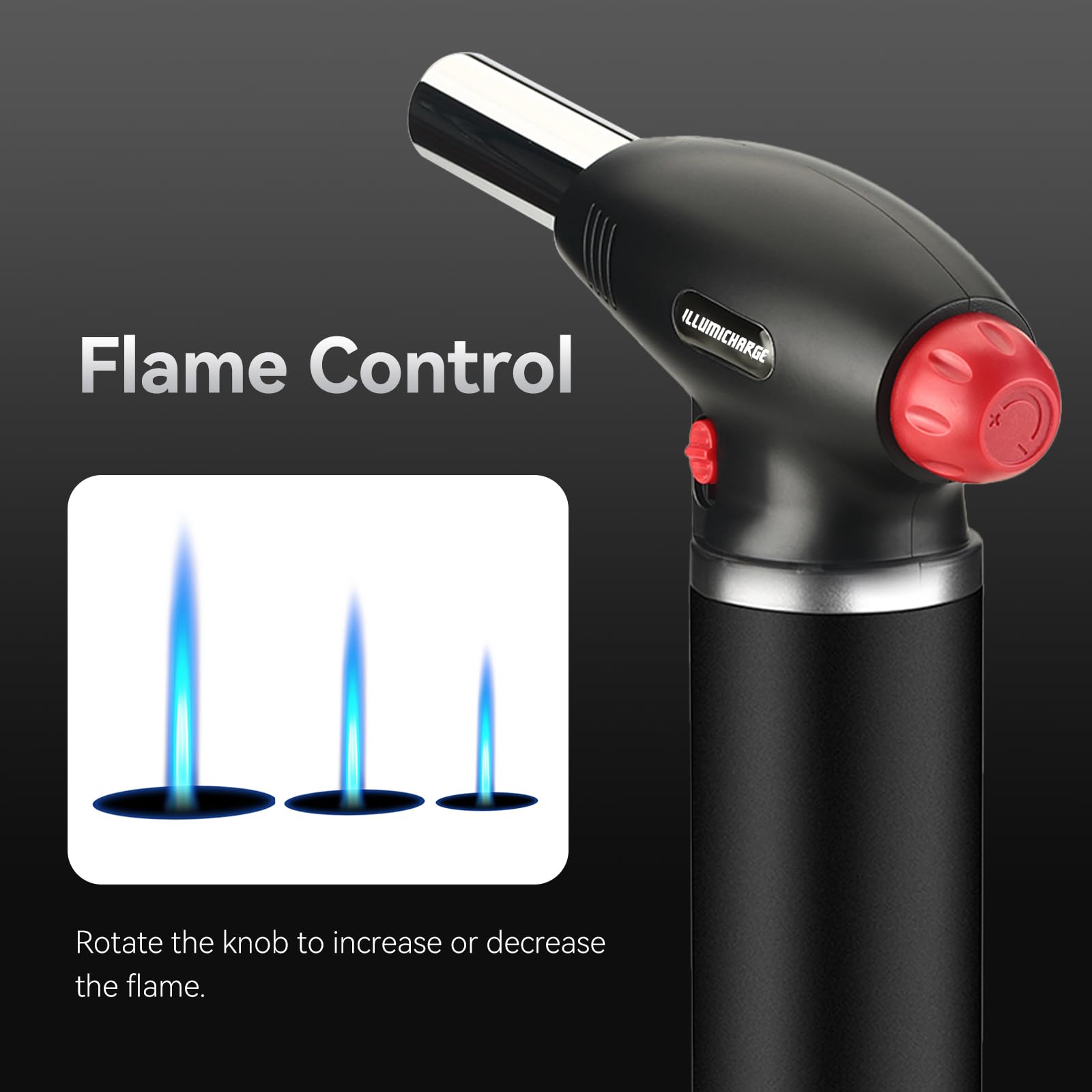 Antorcha de butano para cocinar, linterna culinaria recargable para Creme Brulee, ideal para camping, funcionalidad de pistola de calor, butano no incluido, color negro