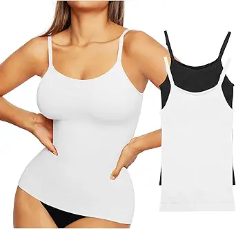 FeelinGirl Shapewear Tank Tops for Women Tummy Control Camisoles Seamless Compression Cami Shaper Pack of 2