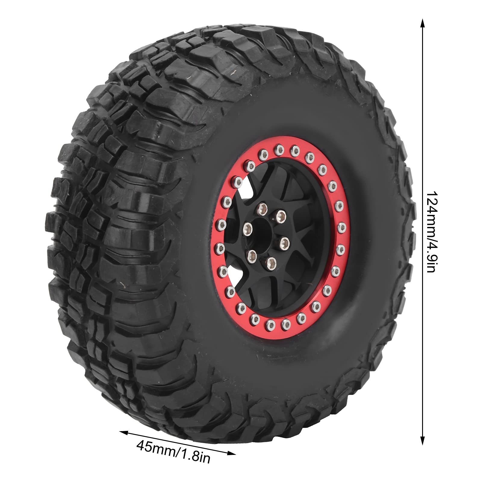 Cerchioni in gomma Beadlock da 4 pezzi, accessori per auto cingolate 1/10 RC, cerchi in lega ad alta aderenza con superficie antiscivolo per Hsp//Axial SCX10 D90, pneumatici di (Nera)