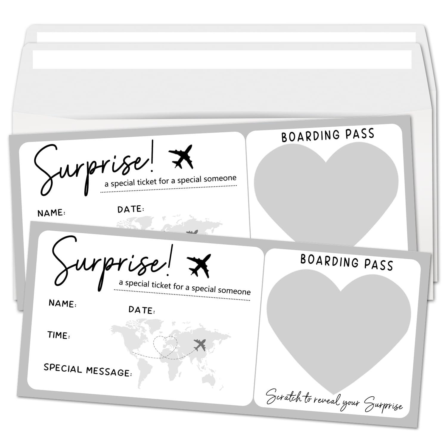 Boarding Pass Ticket for Birthday, Surprise Reveal Ticket Cards with Envelopes, DIY Birthday Gift Tickets, Surprise Trip Reveal Ideas, Surprise Gifts for Couples Family and Friends (2 Set)