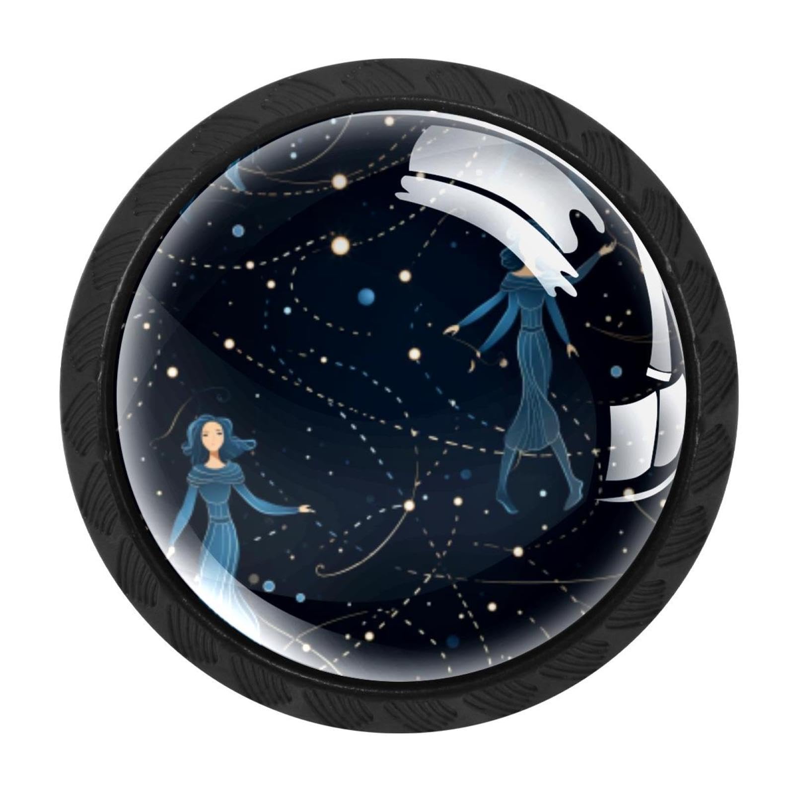 Chenzzzz Multicolored 06 4 Pack Gemini Zodiac Signs Kitchen Cabinet Knobs Drawer Knobs Dresser Knobs Matte Black Zinc Knobs Drawer Pulls Door Knobs Dresser Drawer Handles Knobs For Dresser Drawers
