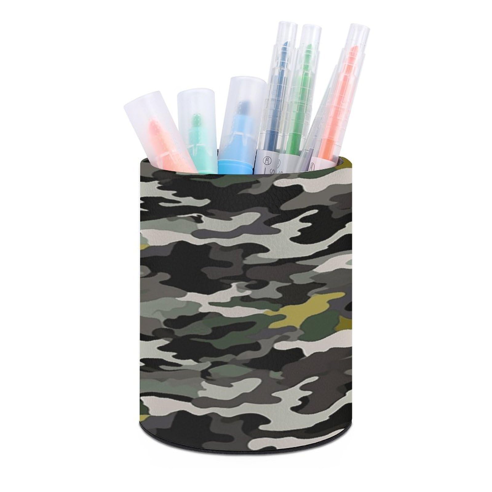 FekiLoot Abstract Camouflage Pen Holder Personalized Desktop Pencil Holders Case Office Accessories Container Box for Round Pen Cup Desktop Organizer Makeup Brush Holder Caddy Storage