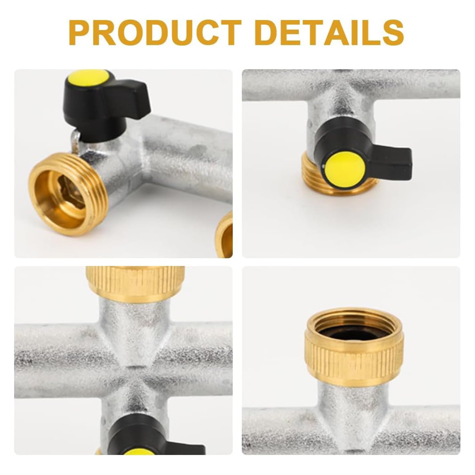 3 Wege Messing Garten Wasserhahn Splitter 3/4 Zoll Schlauchverbinder mit Einzelventilen für Haus und Küche Langlebiges Messingdesign für effiziente Wasserverteilung