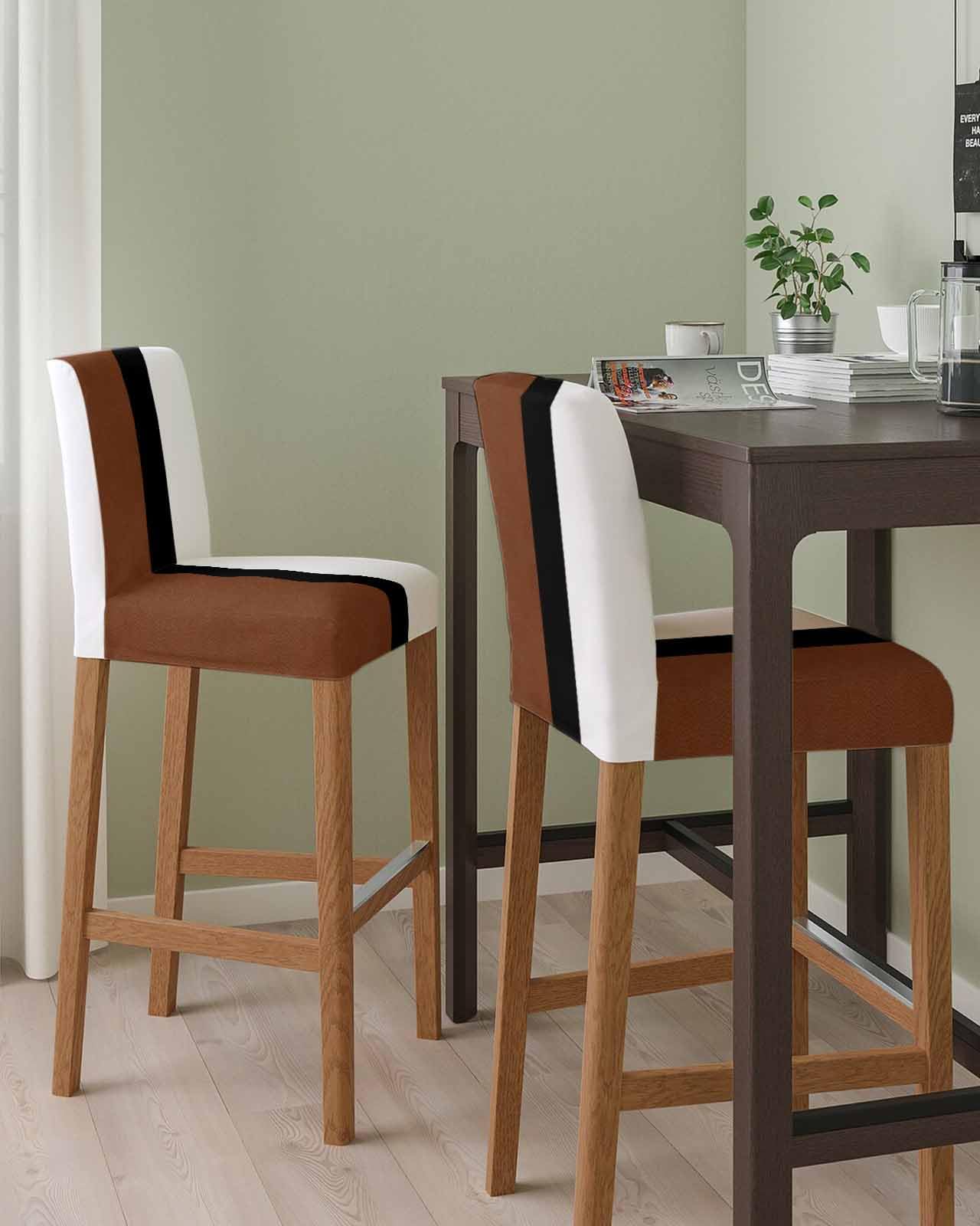 PIEPLE Boho Tribal Stripes Bar Stool Cover Set of 6, Stretch Removable Bar Stool Chair Covers with Backs Pub Counter Stool Chair Slipcover for Dining Room Cafe Brown Black White Geometric Bohemia