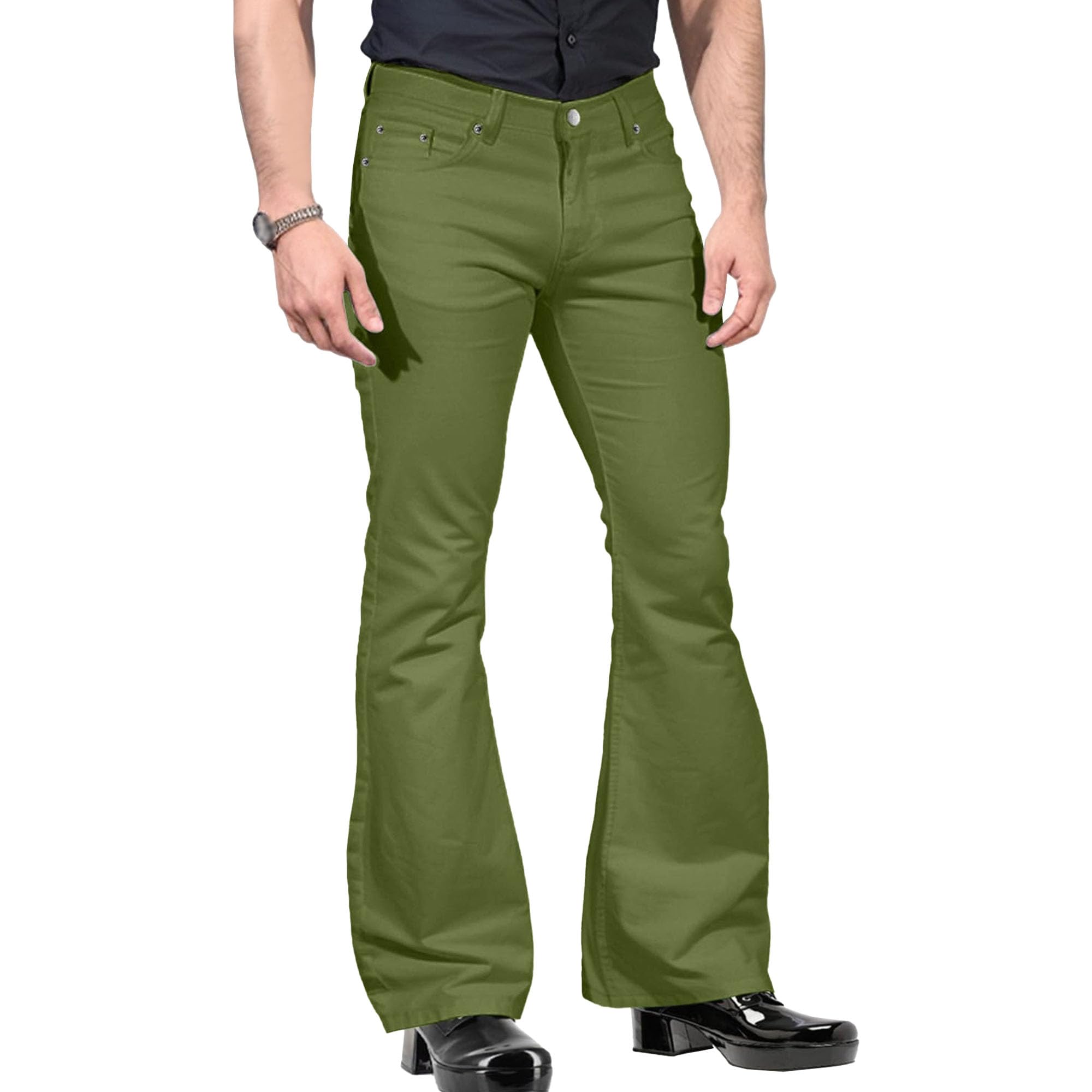 Men Relaxed Stretch Retro Leg Vintage Jeans 60s 70s Bell Bottom Jean Classic Comfort Flared Flares Disco Pants