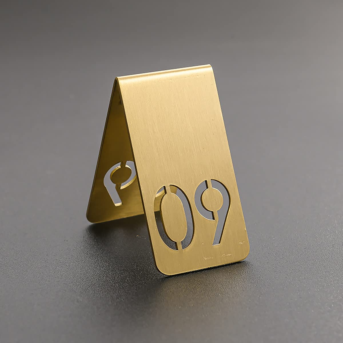 Números de mesa de latón 1 20 placas de doble cara para escritorio de pie de 6.3 x 3.8 cm, para bodas, cumpleaños, bares, cafeterías, hoteles, tarjetas de asiento reservadas, decoración de restaurante