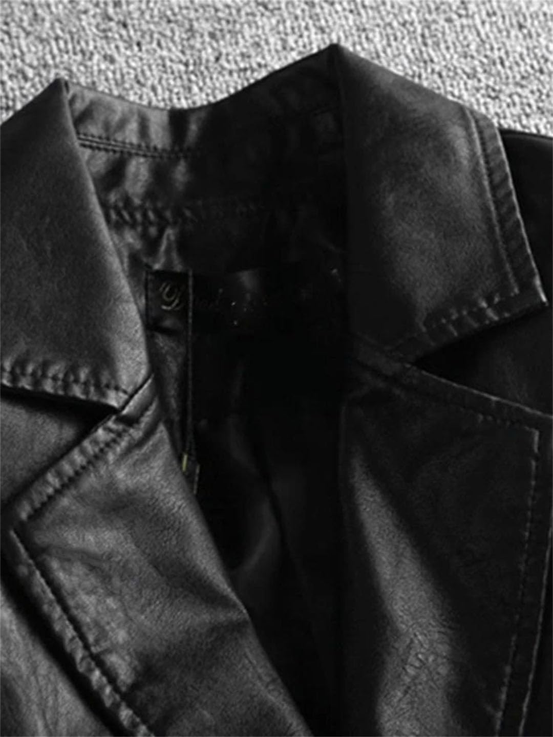 Women's Spring Faux Leather Blazer, Elegant Slim-Fit Long-Sleeved Jacket, Leather Jacket