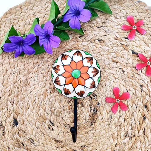 Image of Kaameri Bazaar Macrame Boho Braid Mini Shelve with Owl Shaped Planter (Blue) and Ceramic Hook - Macrame wall Hanging l owl Planter Pot
