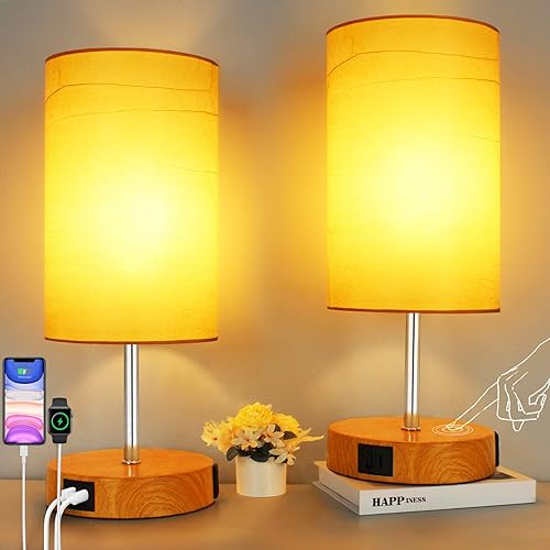 Miniatura 1 de Juego de 2 lámparas de mesa de noche regulables de 3 vías de 17.75 pulgadas de alto, control táctil, luces de mesita de noche para dormitorio con