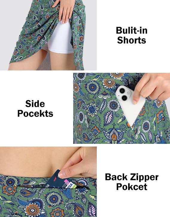 Turnhier Women's 20" Knee Length Skorts Skirts Casual Athletic Tennis Golf Skirt with Pockets - Image 5