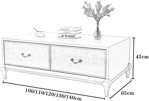 Miniatura 3 de BNNP Mesa de té para sala de estar moderna mesa de café decoración de conchas asas delicadas elegante mesa de café rectangular con mesa de café de