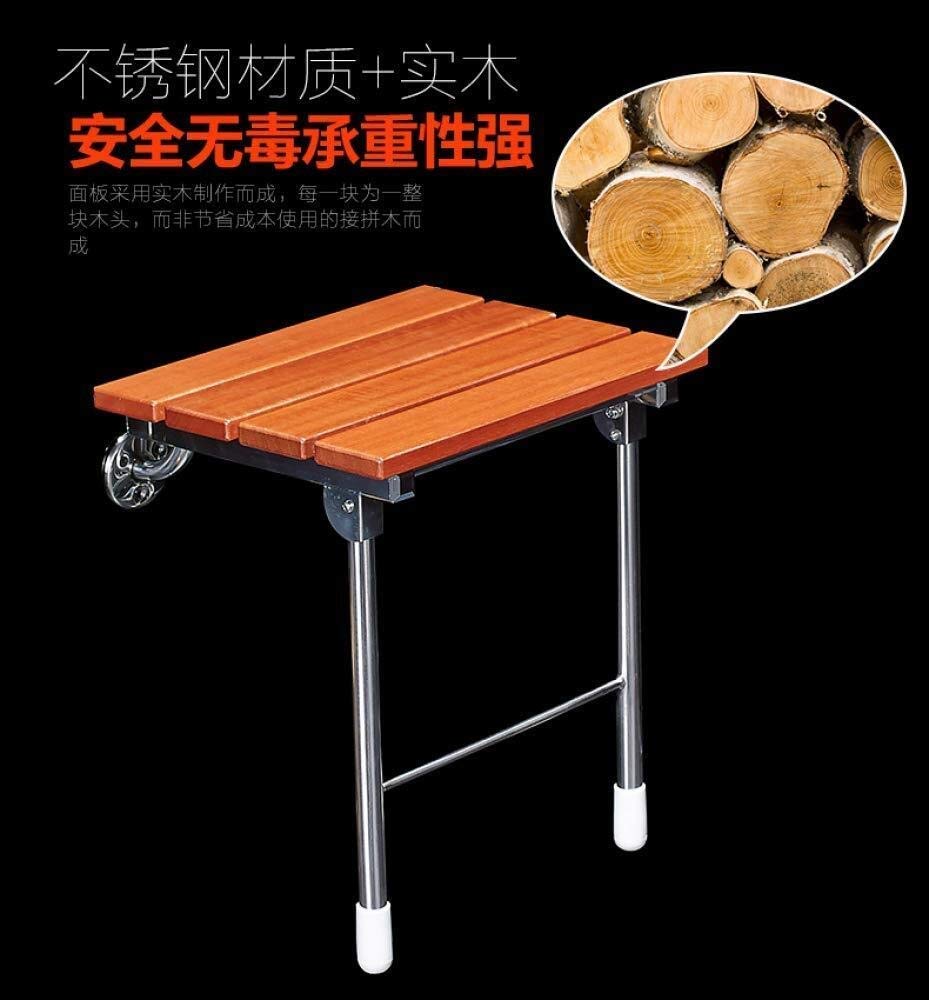 Home Essentials, Asiento de Ducha Montado en la Pared Taburete de Madera para Baño Plegable con Patas Abatibles para Discapacitados Discapacitados Max 150 Kg