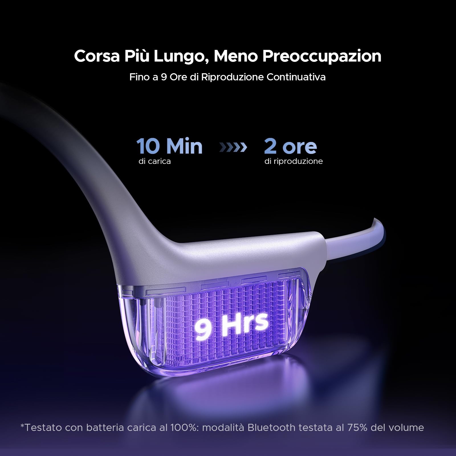 Bone Beat Run Digital Cuffie Conduzione Ossea Wireless Auricolari Conduzione Aperte Oreille Auricolari Sportive Bluetooth Impermeabili con Batteria 9 Ore BT6 Corsa Palestra Outdoor - Viola