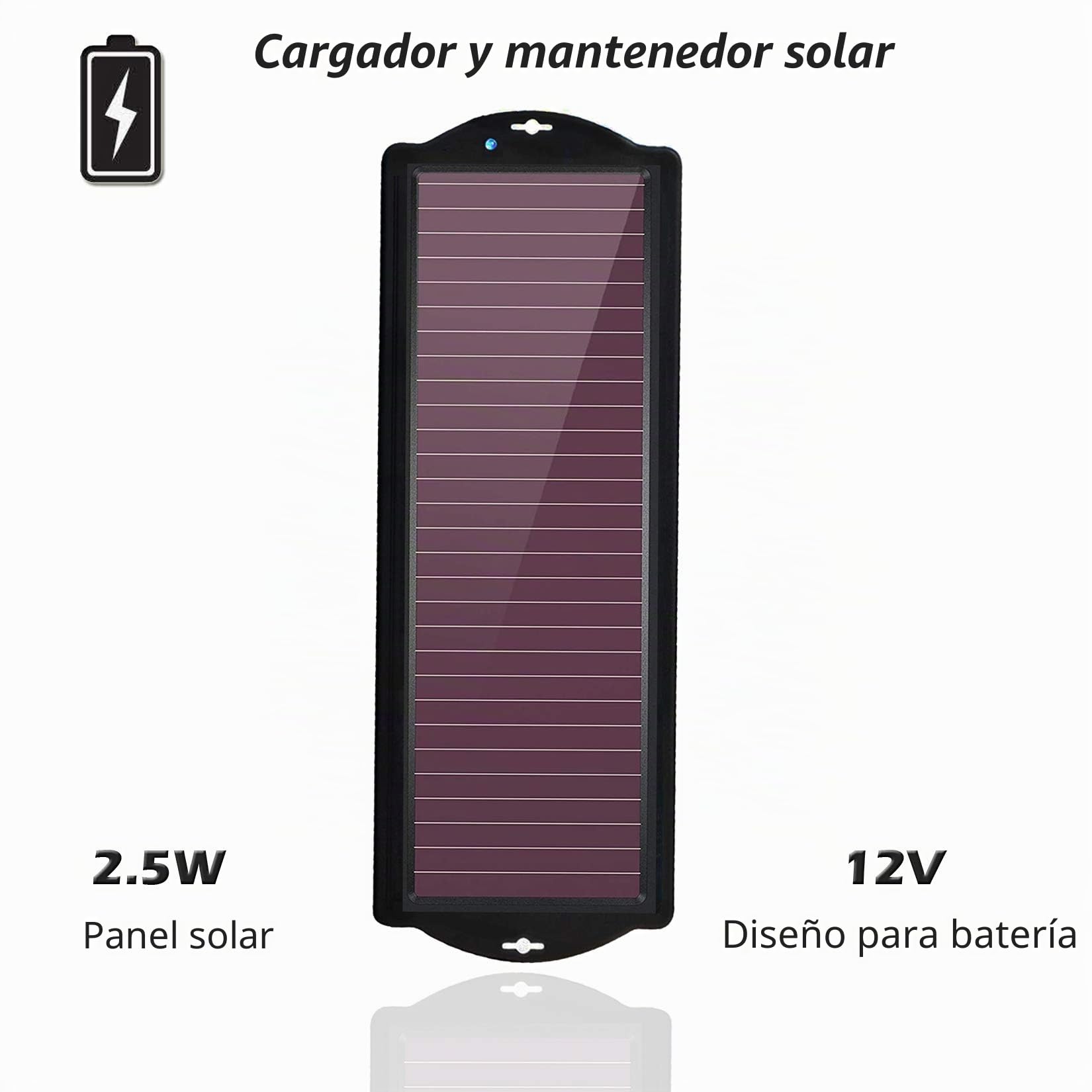 Cargador solar para batería de coche,panel solar amorfo portátil a prueba de agua de 12Vy 2,5W con clip de batería para encendedor de cigarrillos para automóvil,motocicleta,barco,remolque,etc.