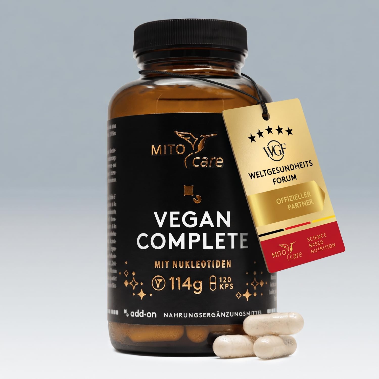 MITOcare - Vegan Complete mit Nukleotiden - Veganes Multivitamin & Mineralstoff Komplex - Zellversorgung, Energie & Immunsystem -120 Kapseln