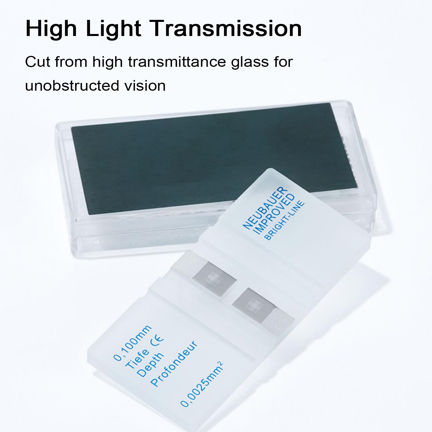 Camera di Conteggio Delle Cellule Del Sangue Cromata,Emocitometro Neubauer Migliorato con Linea Luminosa e Coprioggetti da 2 Pezzi,Vetro Delle Camere di Conteggio Della(Size:75x50mm,Color:Trasparente)
