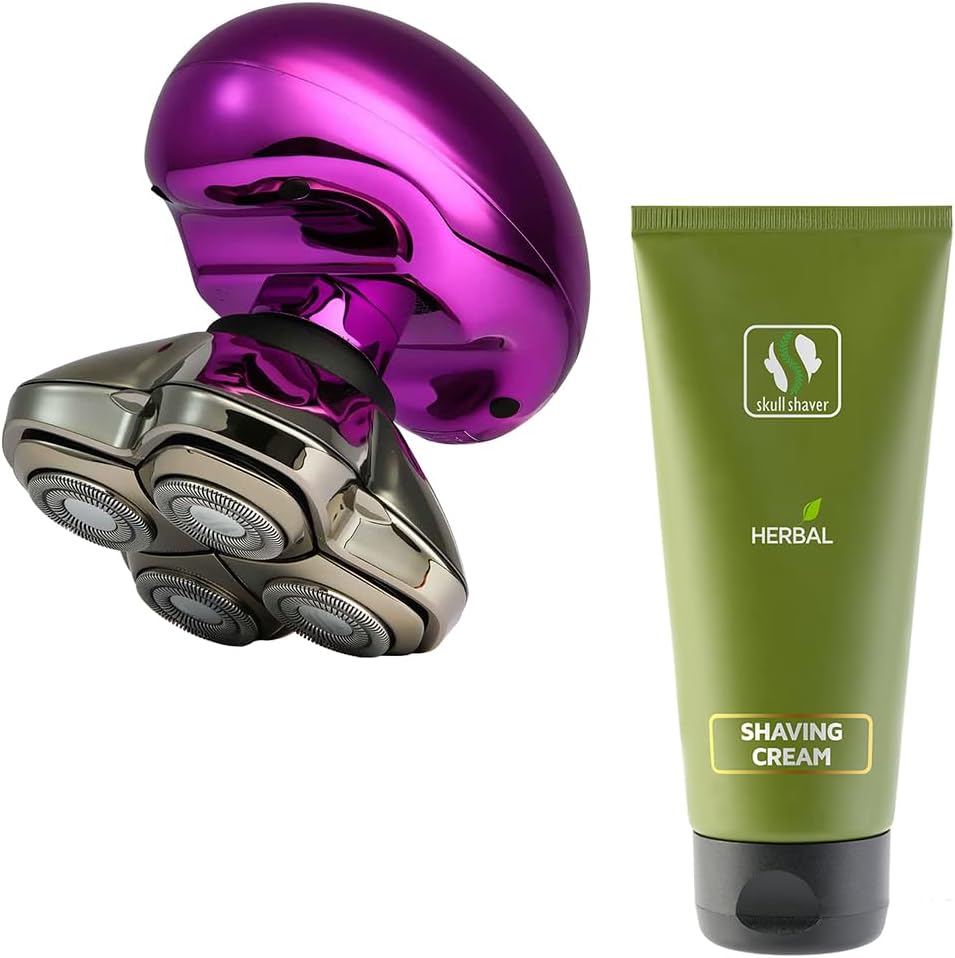 Skull Shaver Butterfly Kiss Pro (Purple) and Herbal Shaving Cream, Best Gifting Combo