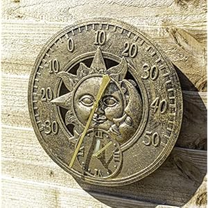 Garden Mile Analogue Wall Clock with Vintage Style – Large Weatherproof Battery Operated Thermometer Weather Station for…