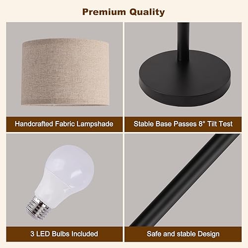 Miniatura 8 de Lámpara de pie de arco, lámpara de pie de 3 luces con mando a distancia, 2400 lúmenes, lámpara de pie alta súper brillante con 3 temperaturas de