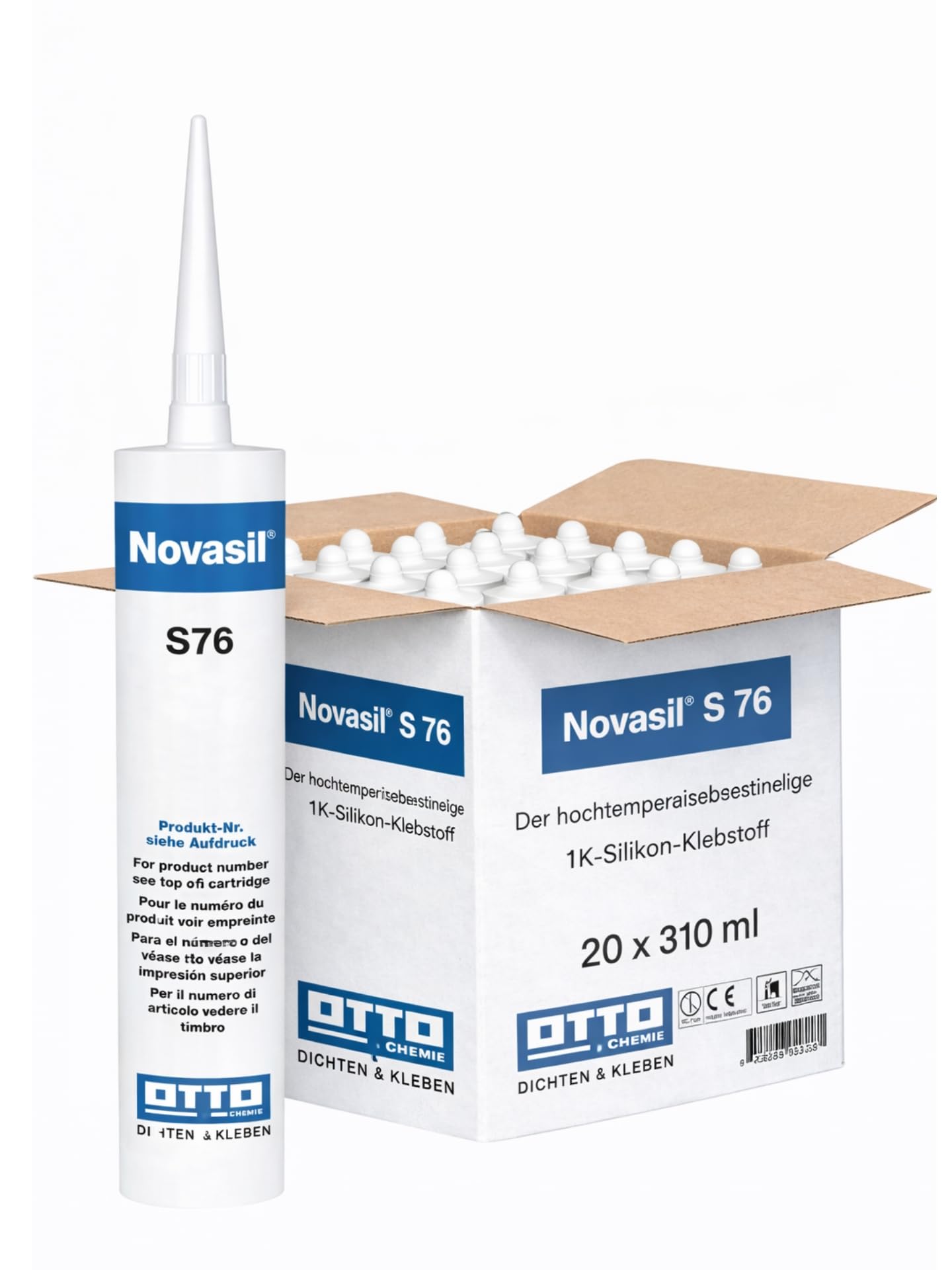 20x Novasil S76 310 ml Hochtemperatur-Silikon-Klebstoff Anthrazit 1K Acetat Kleber Dichtung Backofen Metall Glaskeramik Industrie Elastisch Lebensmittelgeeignet
