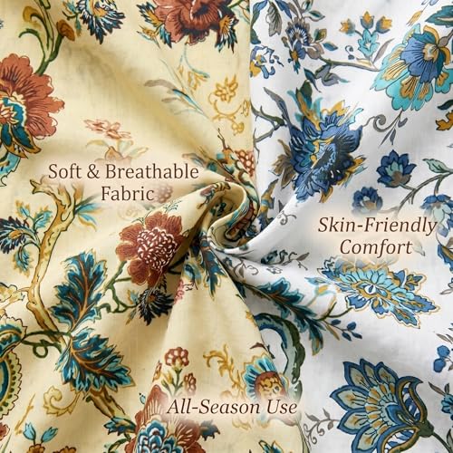 Image of Mafatlal 144 TC Saanjh Pure Cotton Single Bedsheet Set of 2 (90 x 60 Inches) with Pillow Covers | Wrinkle Resistant & Comfortable | Yellow N White