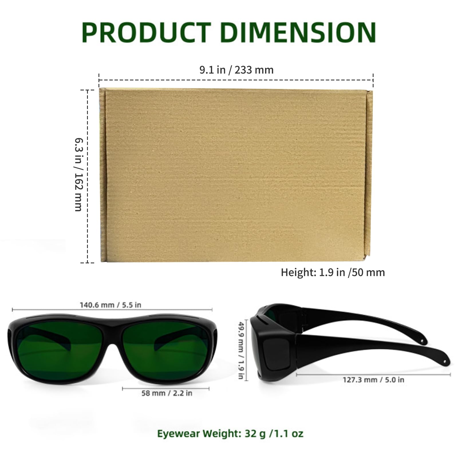 UpaClaire Welding spectacles Wrap-around laser safety spectacles 200nm-2000nm Goggles for laser cosmetology personnel 6 PCS - Image 2