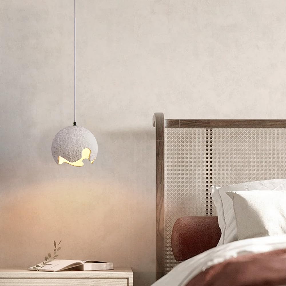Lámparas de techo colgantes modernas Lámpara colgante de Resina para mesita de Noche, Isla de cocina, lámpara colgante de cúpula de 1 Luz para comedor, lámpara colgante Redonda Estilo Wabi Sabi