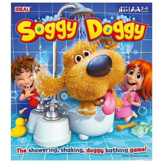 IDEAL | Soggy Doggy: The showering, shaking, doggy bathing game | Kids Games | For 2-4 Players | Ages 4+