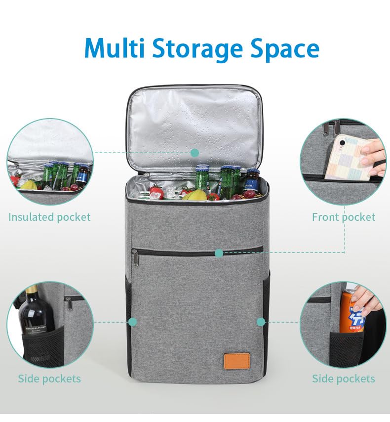 Zaino Frigo Picnic Pieghevole 36 Lattine - Impermeabile E Isolato Per Spiaggia E Escursioni - Foto 6