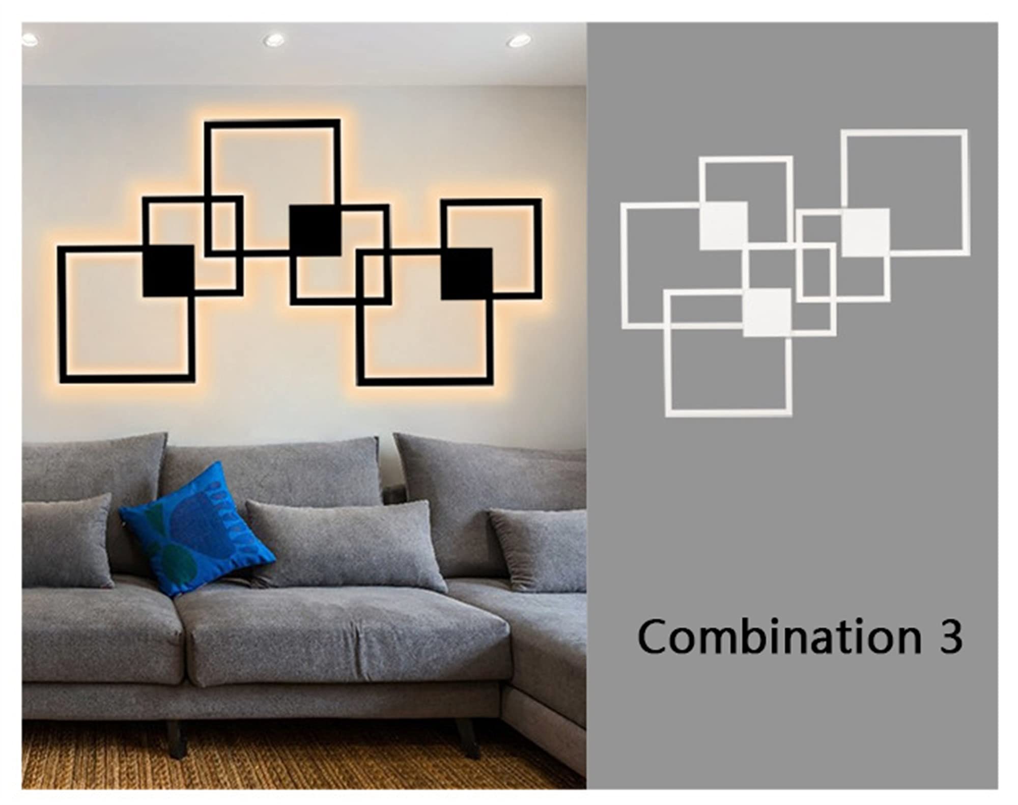 Lámpara De Pared Con Combinación De Marco Blanco Y Negro, Aplique De Pared De Aluminio Cuadrado Geométrico LED, Aplique De Pared, Dormitorio, Hotel, Sala De Estar, Decoración De La Habitación