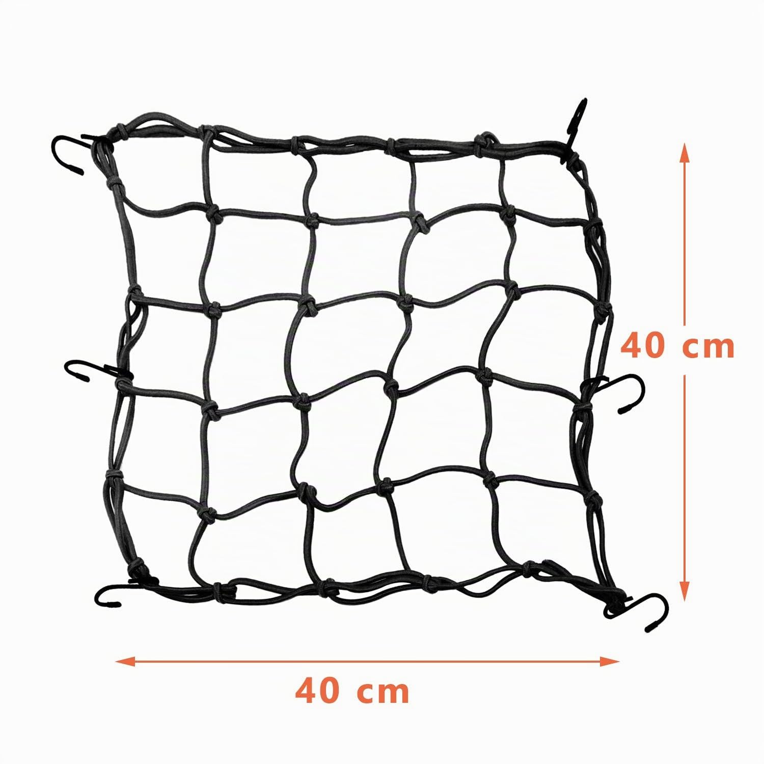 Filet à Bagages Elastique,2 Pcs Tendeurs Elastique avec Crochets, Accessoires Moto Filet Transport pour Support Casque et Porte Bagage, pour Motos et Velos, Noir 40 * 40cm
