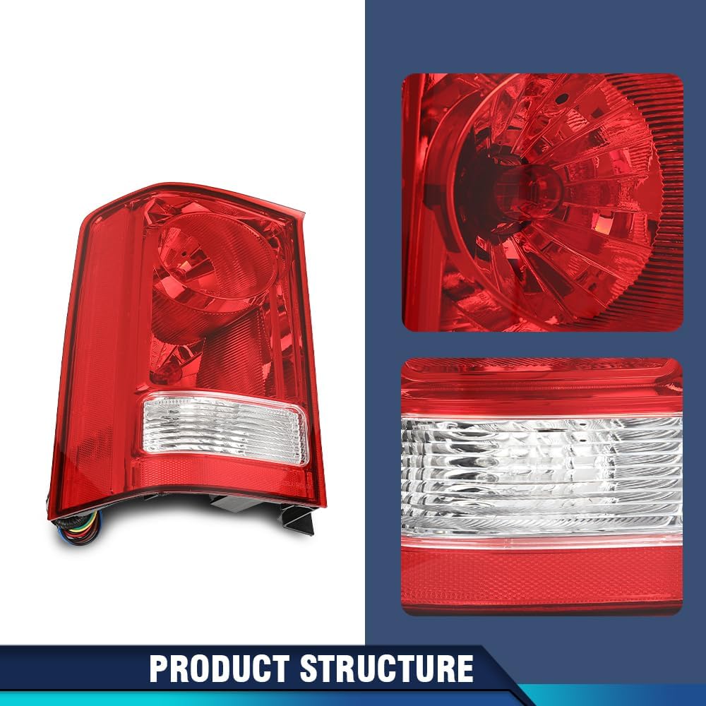 PIT66 Tail Light Left Side Compatible with Honda Pilot 4-Door Sport Utility 2009-2015 33550SZAA02, HO2800174 Red & Clear Lens Taillight Assembly Rear Brake Lamp w/Bulbs & Wiring Harness