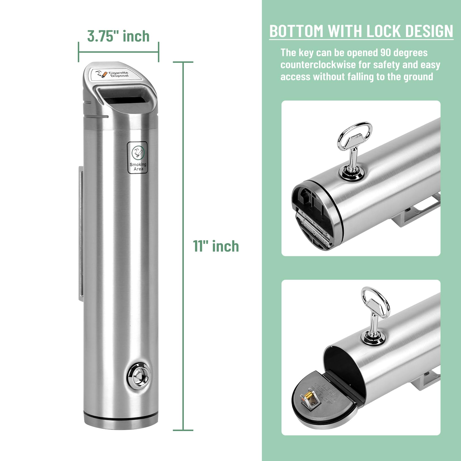 Gravity Ashtrays Hochwertiger Aschenbecher für Außenbereich aus Edelstahl - Verschließbarer Stand-Aschenbecher wandhängend für Gastro, Büro, Kneipen und Cafes