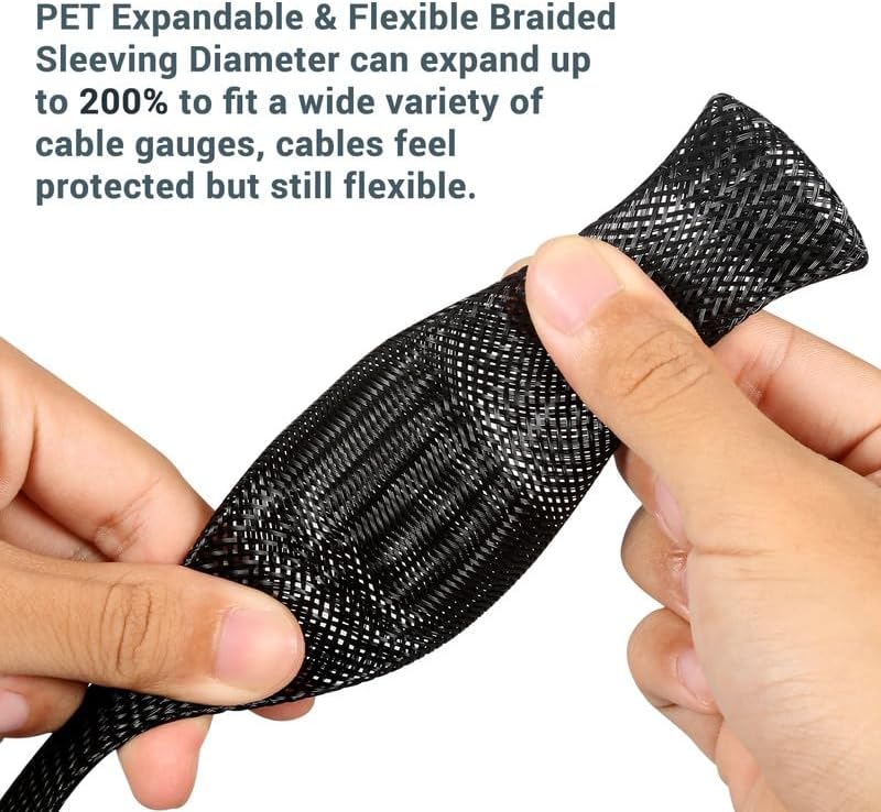 Miniatura 2 de Protección para la gestión de cables, de tela metálica dividida, manguito de cable trenzado, protector y organizador para cables de televisión,