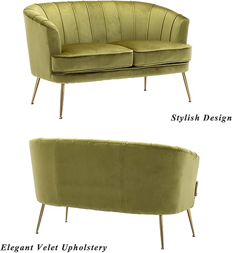 Miniatura 45 de Artechworks Silla moderna de terciopelo con patas doradas para sala de estar, dormitorio, oficina en casa, silla de club con respaldo copetudo,
