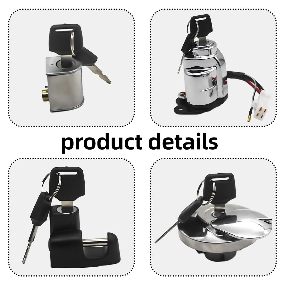 Ignition Switch Key Gas Tank Cap Helmet Steering Lock Key Set Fits for Honda Shadow VT400 VT750 1991-2013 VLX600 1988-2014 Steed VLX 400 1988-2003