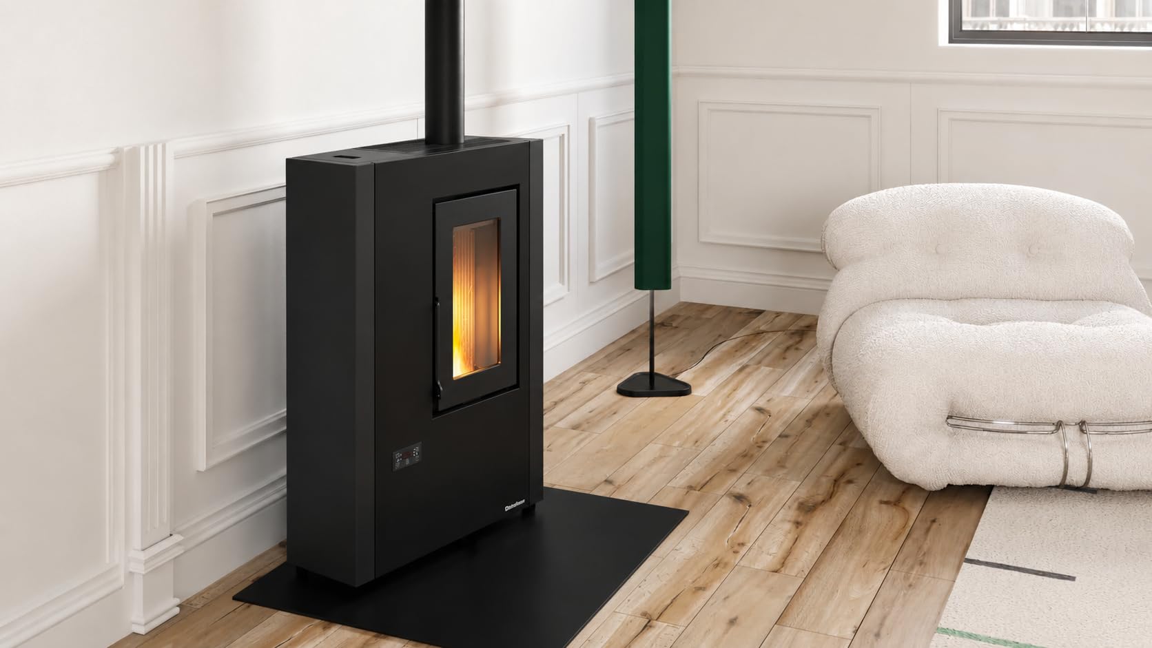 La Nordica Extraflame Luisella 5.0 MAXI Nero - Stufa a Pellet Ermetica Slim Ventilata 7 kW, Ventilazione Escludibile, 201 m³ Riscaldabili, Classe Ambientale 5 Stelle