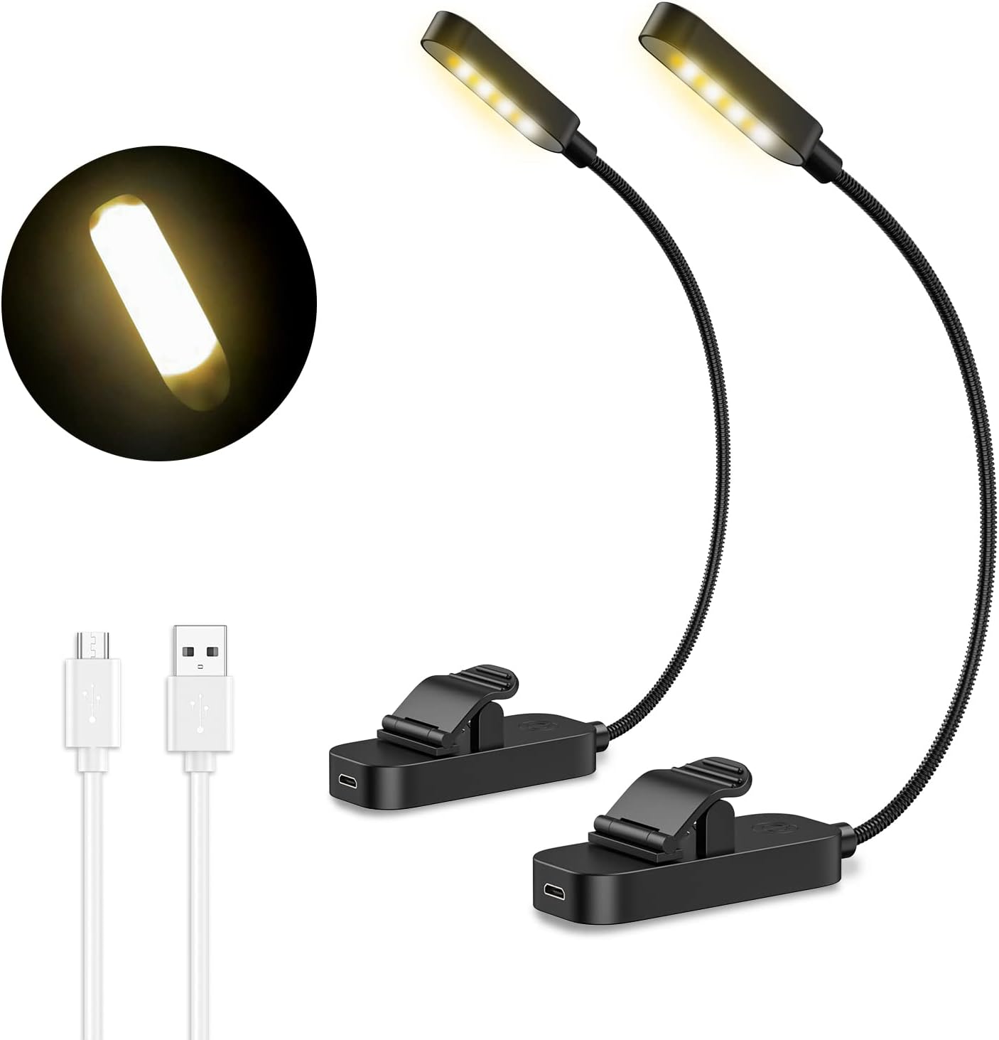 【2 Pack】 Brifit Clip on Reading Light, 8 LED Rechargeable Book Light