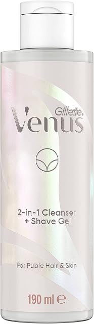 Gillette Venus Skin Care 2-in-1 Gentle Gel Cleanser + Shave Gel, 190 ml, Specifically Designed For Pubic Hair & Skin with A PH Balance