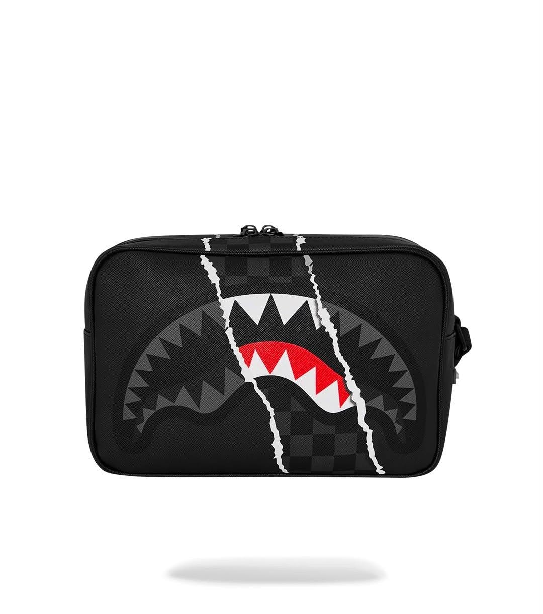 SPRAYGROUND Pochette e beauty Nero Center Rip Revealing Grey Check TOILETRY