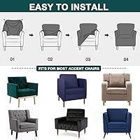 Vista 7 de Funda impermeable para silla decorativa con brazos, elástica de jacquard individual, funda de sofá suave tapizada para silla de club de lectura