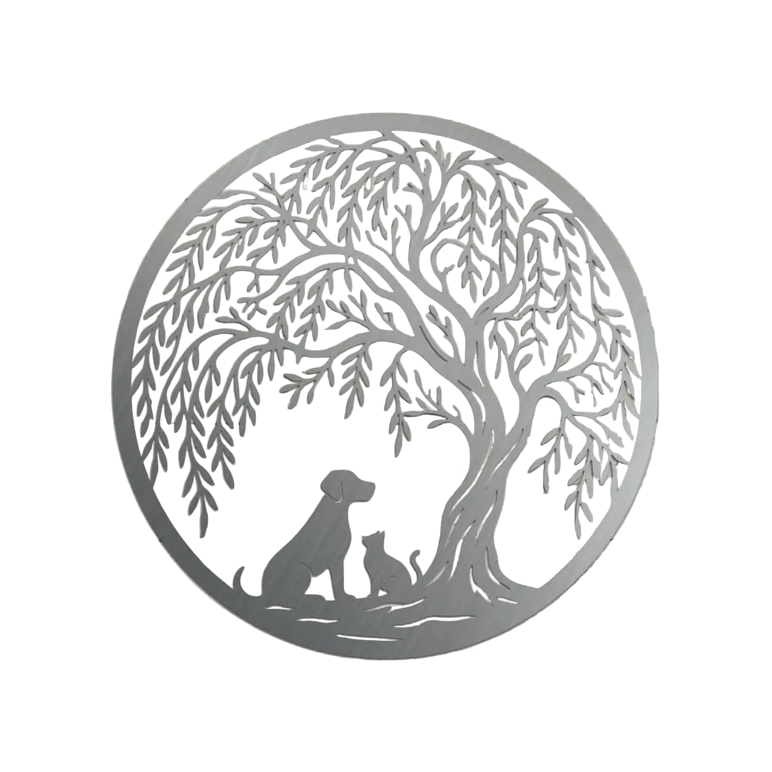 Image Industry Dog & Cat Willow Tree Steel Garden Sculpture Memorial Garden Art