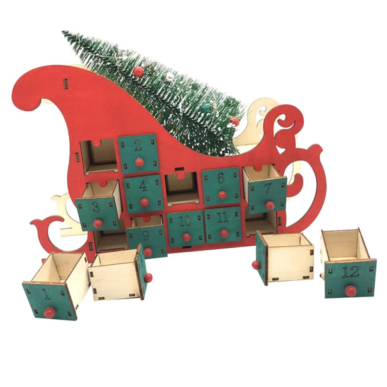 PRETYZOOM Weihnachtskalender mit Klassischem Design Dekorativer Adventskalender zum Befüllen für Wohnzimmer und Schlafzimmer Grüne Weihnachtsdekoration für Xmas
